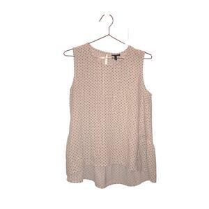 Who what wear Sleeveless cream with black polka dots top size medium